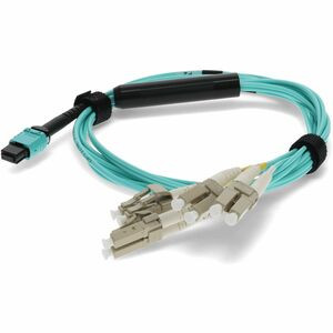 AddOn 5m MPO (Female) to 8xLC (Male) 8-Strand Aqua OM3 Fiber Fanout Cable - 100% compatible and guaranteed to work
