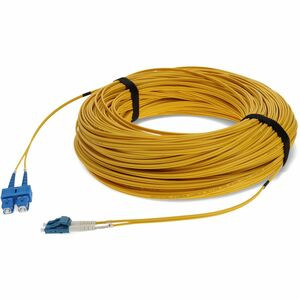 AddOn 110ft SC (Male) to LC (Male) Yellow OS2 Duplex Fiber OFNR (Riser-Rated) Patch Cable - 100% compatible and guaranteed to work