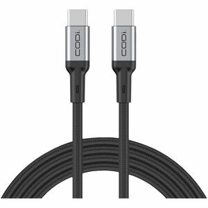 CODi 6' USB-C to USB-C Braided Nylon Charge & Sync Cable - 6 ft USB-C Data Transfer Cable - First End: 1 x USB Type C - Male - Second End: 1 x USB Type C - Male - Black