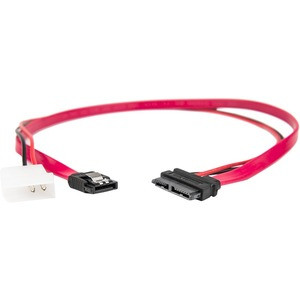 Rocstor Premium 20in / 50cm Slimline SATA to SATA with LP4 Power Cable Adapter - 20 W/ LP4 Power Cable Adapter - Red - 1.67 ft SATA Data Transfer Cable for Motherboard, Hard Drive - First End: LP4 SATA 3.0 - Male - Second End: SATA 3.0 - 6 Gbit/s - R