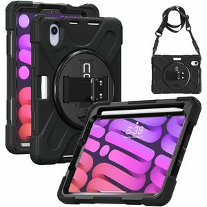 CODi Rugged Carrying Case Apple iPad Mini 6 Tablet - Black - Drop Resistant, Shock Resistant, Bump Resistant, Shock Absorbing - Polycarbonate, Silicone, Neoprene Body - Shoulder Strap, Hand Strap