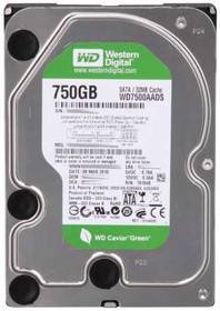 WESTERN DIGITAL WD7500AADS CAVIAR GREEN 750GB 7200RPM SATA-II 7PIN 32MB BUFFER 3.5INCH HARD DISK DRIVE. REFURBISHED. IN STOCK.