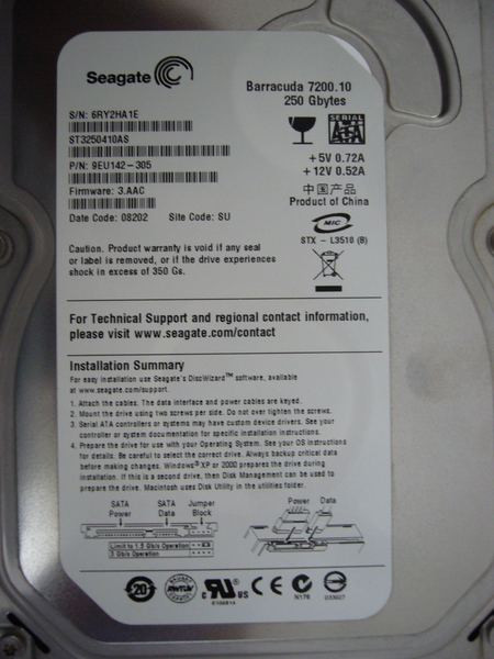 SEAGATE ST3250410AS BARACUDA 250GB 7200RPM SATA-II 16MB BUFFER 3.5 INCH ROHS COMPLIANT HARD DISK DRIVE. REFURBISHED. IN STOCK.