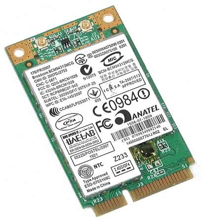 DELL - BROADCOM 4312 802.11B/G WIRELESS LAN MINI CARD MODULE FOR DELL MINI 910 VOSTRO A90 (N204H). REFURBISHED. IN STOCK.