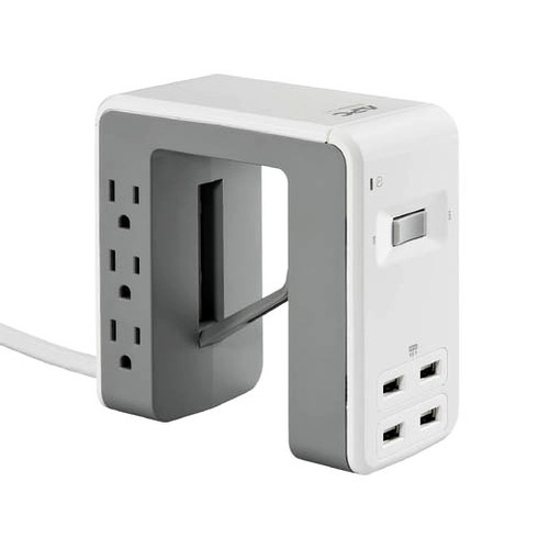 APC SURGEARREST ESSENTIAL MULTI-USE 6 OUTLET WITH 4 PORT 4.8A USB CHARGER WHITE