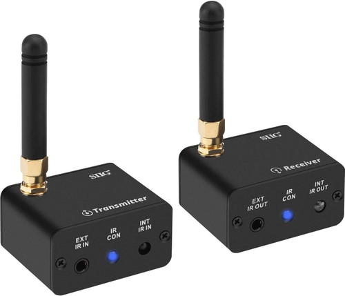 SIIG SIG-CE-RC0111-S1 Pro Wireless IR Remote Control Extender Kit Infrared Repeater Signal Booster IR 20 To 60 KHz USB Powered Transmitter And Receiver With Pairing Button 656FT US