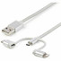 StarTech.com 1m USB Multi Charging Cable - Braided - Apple MFi Certified - USB 2.0 - Charge 1x device at a time - For USB-C or Lightning devices attach the corresponding connector of the cable to the Micro-USB connector and plug into your device - Fo