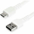 StarTech.com 2m USB A to USB C Charging Cable - Durable Fast Charge & Sync USB 2.0 to USB Type C Data Cord - Aramid Fiber M/M 3A White - USB A to USB C charging cable w/ aramid fiber sheltering the heavy duty cord from stress of bends & pulls - High 