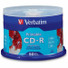 Verbatim CD-R 700MB 52X Silver Inkjet Printable - 50pk Spindle - 50 Pack