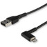 StarTech.com 1m USB A to Lightning Cable iPhone iPad Durable Right Angled 90 Degree Black Charger Cord w/Aramid Fiber Apple MFI Certified - Aramid fiber shelters 3.3ft heavy duty USB-A to lightning cable from stress of bends/twists - Right angled con
