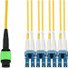 AddOn 15m MPO (Female) to 8xLC (Male) 8-Strand Yellow OS2 OFNR (Riser-Rated) Fiber Fanout Cable - 100% compatible and guaranteed to work