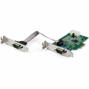 StarTech.com 2-port PCI Express RS232 Serial Adapter Card - PCIe Serial DB9 Controller Card 16950 UART - Low Profile - Windows and Linux - 2-port PCI Express RS232 serial controller card w/16950 UART/ASIX AX99100 - Bi-directional speeds 921.6Kbps/por