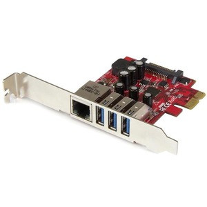 StarTech.com 3 Port PCI Express USB 3.0 Card + Gigabit Ethernet - 5Gbps - Running low on expansion slots? Merge USB 3.0 and GbE into a single PCIe combo card - 3 Port PCI Express USB 3.0 Card + Gigabit Ethernet - Fits Standard & Low-Profile PCs - UAS