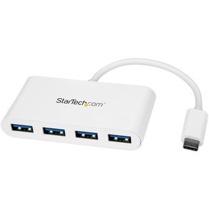 StarTech.com 4 Port USB C Hub with 4x USB-A (USB 3.0 SuperSpeed 5Gbps) - USB Bus Powered - Portable/Laptop USB Type-C Adapter Hub - White - 4-Port USB-C hub - USB Type-C host laptop to 4x USB-A - SuperSpeed 5Gbps (USB 3.1/3.2 Gen 1) - Portable bus po