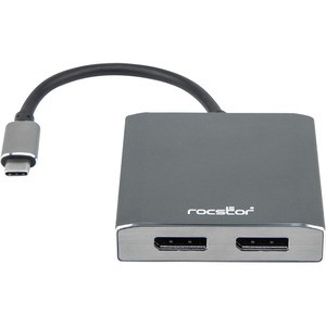 Rocstor Premium USB-C to Dual DisplayPort Multi Monitor Adapter - 4K 60Hz - USB Type- C 2-Port MST Hub - for Mac and Windows - 4Kx2K 60Hz Resolutions up to 3840x2160 @ 60Hz - for MacBook Pro, Notebook/Desktop PC - USB-C to 2x DP Splitter - ALUMINUM A