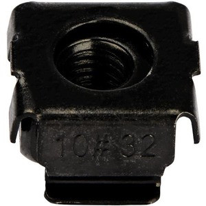 StarTech.com 10-32 Cage Nuts - 50 pack - Black (CABCAGENUTS1032) - This 50 pack of 10-32 cage nuts are convenient to have on hand for installing rackmount equipment securely into your server rack - The square hole rack nuts come in an all-black finis