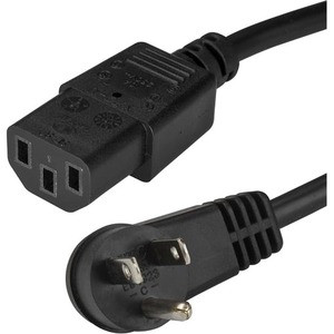 StarTech.com 6ft (2m) Computer Power Cord, Right Angle NEMA 5-15P to C13, 10A 125V, 18AWG, Replacement AC Power Cord, Monitor Power Cable - 6ft (2m) 18AWG flexible computer power cord w/ NEMA 5-15P and IEC 60320 C13 connectors; Rated for 125V 10A; UL
