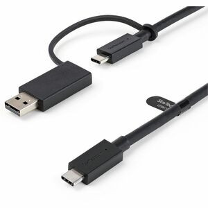 StarTech.com 3ft/1m USB-C Cable with USB-A Adapter Dongle, USB-C to C (10Gbps/PD), USB-A to C (5Gbps), 2-in-1 USB C Cable for Hybrid Dock - 3.3ft USB C cable with USB A adapter dongle - USB C to C cable (10Gbps/100W PD 3.0) and attached USB C to A ad