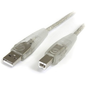 StarTech.com - Transparent USB 2.0 cable - 4 pin USB Type A (M) - 4 pin USB Type B (M) - ( USB / Hi-Speed USB ) - 10 ft - Connect USB 2.0 peripherals to your computer - 10ft usb cable - 10ft a to b usb cable - 10ft usb printer cable - 10ft type a to 