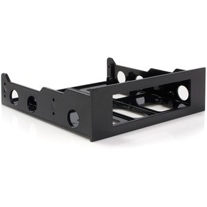 StarTech.com 3.5" to 5.25" Front Bay Mounting Bracket - Desktop Front Bay Adapter - Black - This 3.5" to 5.25" front bay mounting bracket lets you install 3.5" peripherals such as a floppy drive, external facing USB hub, media card reader or fan cont