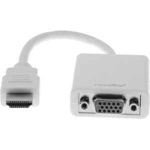 Rocstor HDMI to VGA Adapter Converter M/F - 6"- For Ultrabook, Laptop, Monitor, Projectors, Desktop PC, Laptop - 1920x1080 - 1 Pack - 1 x HDMI Male Digital Audio/Video - 1 x HD-15 Female VGA - 6 Inch - White - ADAPTER HDMI TO VGA HD15 - 6" HDMI/VGA V