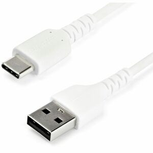 StarTech.com 1m USB A to USB C Charging Cable - Durable Fast Charge & Sync USB 2.0 to USB Type C Data Cord - Aramid Fiber M/M 3A White - USB A to USB C charging cable w/ aramid fiber sheltering the heavy duty cord from stress of bends & pulls - High 