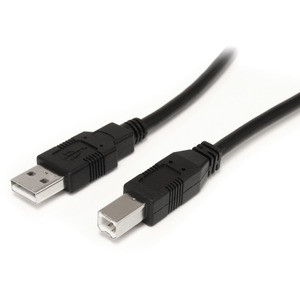 StarTech.com 9 m / 30 ft Active USB A to B Cable - M/M - Black USB 2.0 A to B Cord - Printer Cable - Extension USB Cable (USB2HAB30AC) - Active USB A to B cables provides an extended length of 9m/30ft - USB A to B cord is built with an equalizing chi