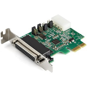 StarTech.com 4-port PCI Express RS232 Serial Adapter Card - PCIe Serial DB9 Controller Card 16950 UART - Low Profile - Windows/Linux - 4 port PCI Express RS232 serial controller card w/16950 UART/ASIX AX99100 - Bi-directional speeds 921.6Kbps/port | 