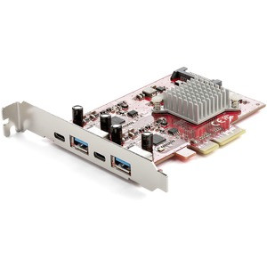 StarTech.com 4-Port USB PCIe Card, 10Gbps USB PCI Express Expansion Card with 2 Controllers, 2x USB-C & 2x USB-A ports (USB 3.2 Gen 2) - 4 Port USB PCIe Card (USB 3.1 Gen 2) - 2x ASM3142 controllers up to 20Gbps total - PCI Express expansion card; 10