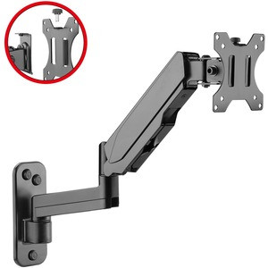 High Premium Aluminum Gas Spring Wall Mount - Single Monitor 17" to 34" - Max Load up to 19.8 lbs, Flexiable & Free Adjustment, Cable Management, Detachable & Rotatable VESA Plate 75x75 & 100x100 - Supports Portrait & Landscape Orientation