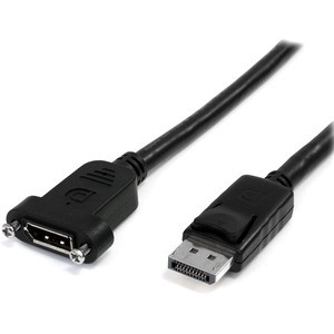 StarTech.com 3ft (1m) Panel Mount DisplayPort Cable, 4K x 2K Video, DisplayPort 1.2 Extension Cable Male to Female, DP Extender Cord - 3ft Panel mount DisplayPort cable (male to female); 4K x 2K video (3840x2400p 60Hz); DP 1.2/21.6 Gbps/HBR2/8Ch Audi