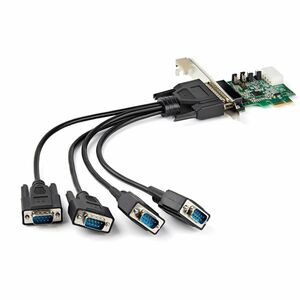 StarTech.com 4-port PCI Express RS232 Serial Adapter Card - PCIe to Serial DB9 RS-232 Controller Card - 16950 UART - Windows/Linux - 4 port PCI Express RS232 serial controller card w/16950 UART/ASIX AX99100 - Bi-directional speeds 921.6Kbps/port | 25
