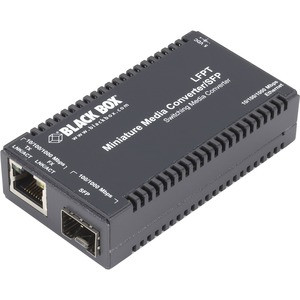 Black Box Multipower Miniature Transceiver/Media Converter - Network (RJ-45) - Multi-mode, Single-mode - Gigabit Ethernet - 10/100/1000Base-TX, 1000Base-X - 1 x Expansion Slots - SFP - 1 x SFP Slots - Power Supply - Rack-mountable - TAA Compliant