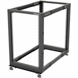 StarTech.com 4-Post 18U Mobile Open Frame Server Rack, 19" Network Rack with Casters, Rolling Rack for Computer/AV/Data/IT Equipment - 4-Post 8U open frame server rack for Data/IT equipment - 22-40in (56-101cm) Mounting Depth; 18in (46cm) Height, 120