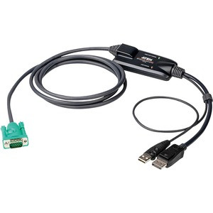 ATEN DisplayPort Console Converter CV190 - 5.91 ft KVM Cable for KVM Switch, Computer, Keyboard, Mouse, Console - First End: 1 x 15-pin SPHD - Male - Second End: 1 x USB Type A - Male, 1 x DisplayPort 1.1 Digital Audio/Video - Male - Supports up to 1