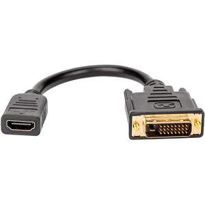 Rocstor HDMI to DVI-D Video Cable Adapter - 8in - HDMI Female to DVI Male - 1 Pack - 1 x HDMI Female Digital Audio/Video - 1 x DVI-D (Dual-Link 24+1) Male Digital Video - HDMI FEMALE 8" DVI/HDMI Video Cable for Notebook, Ultrabook, Video Device, Grap