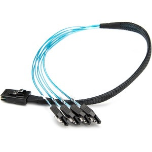 Rocstor Premium 20in Serial Attached SCSI SAS Cable - SFF-8087 to 4x Latching SATA - SAS/SATA for Hard Drive - 20in / 50cm - 1 Pack - SFF-8087 Male SAS - Male SATA - Blue SFF-8087 TO 4X SATA Cable - 1.67 ft SAS/SATA Data Transfer Cable for Hard Drive