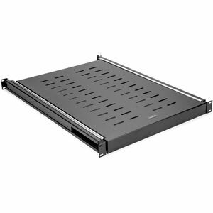 Rocstor 19" Adjustable Sliding Server Rack Cabinet Shelf - For Server, Data Center - 1U Rack Height x 19" Rack Width - Rack-mountable - Black - Cold-rolled Steel (CRS) - 132 lb Maximum Weight Capacity