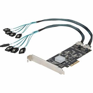 StarTech.com 8 Port SATA PCIe Card, PCI Express 6Gbps SATA Expansion Card with 4 Controllers, PCI-e x4 Gen 2 to SATA III Adapter Card - SATA III 6Gbps PCIe x4 Gen 2 card - PCIe SATA expansion card has 2x Mini-SAS ports with Mini-SAS to 4x SATA adapte
