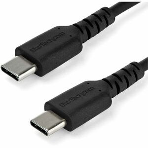 StarTech.com 1m USB C Charging Cable - Durable Fast Charge & Sync USB 2.0 Type C to C Charger Cord - TPE Jacket Aramid Fiber M/M 60W Black - Aramid fiber shelters durable USB C to USB C charger cable from stress of bends and pulls - Supports up to 3A