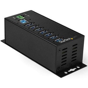 StarTech.com 7 Port USB Hub w/ Power Adapter - Metal Industrial USB 3.0 Data Hub - Din Rail, Wall & Desk Mountable USB 3.2 Gen 1 5Gbps Hub - Industrial USB 3.0 hub w/ rugged metal housing. 15kV/8kV ESD protection and 350W surge protection. Mountable 