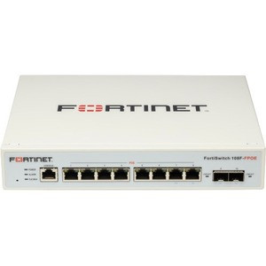 Fortinet FortiSwitch 108F-FPOE Ethernet Switch - 8 Ports - Manageable - Gigabit Ethernet - 10/100/1000Base-T, 1000Base-X - 2 Layer Supported - Modular - 2 SFP Slots - 139.20 W Power Consumption - 130 W PoE Budget - Optical Fiber, Twisted Pair - PoE P