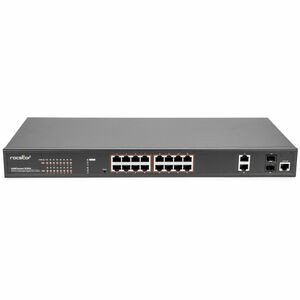 Rocstor SolidConnect SCM20 16-Port PoE+ Gigabit Managed Switch with 2 Gigabit RJ45 & 2 SFP Ports (Y10S010-B1) - 18 Ports - Manageable - Gigabit Ethernet - 10/100/1000Base-T, 1000Base-X - TAA Compliant - 2 Layer Supported - Modular - 2 SFP Slots - 250