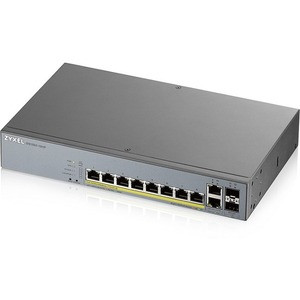 ZYXEL 8-port GbE Smart Managed PoE Switch with GbE Uplink - 8 Ports - Manageable - 2 Layer Supported - Modular - 2 SFP Slots - 160.30 W Power Consumption - 130 W PoE Budget - Twisted Pair, Optical Fiber - PoE Ports - Rack-mountable - Lifetime Limited