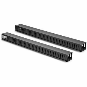 Rocstor Vertical Cable Organizer with Finger Ducts - 0U - 3 ft - Duct Panel - Black - 1 - 2.46" Length - 20U Rack Height - Steel, Plastic