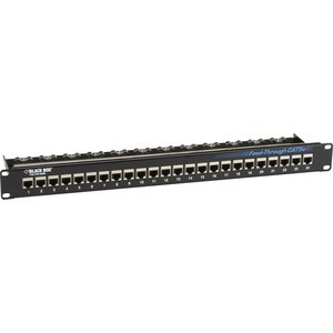 Black Box CAT5e Feed-Through Patch Panel - 1U, Shielded, 24-Port - 24 x RJ-45