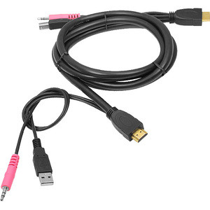 SIIG USB HDMI KVM Cable with Audio & Mic - 1 Pack - 1 x HDMI Male Digital Audio/Video, 1 x Type A Male USB, 1 x Mini-phone Male Audio - 1 x HDMI Male Digital Audio/Video, 1 x Type B Male USB, 1 x Mini-phone Male Audio