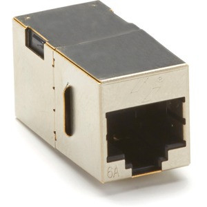 Black Box CAT6A Straight-Through Shielded Coupler - 1 x RJ-45 Network Female - Nickel - TAA Compliant