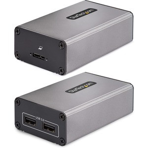 StarTech.com 2-Port USB 3.0 Extender over OM3 Multimode Fiber, LC/LC, 2x 5Gbps USB-A Hub, 350m (1150ft), Durable USB Fiber Optic Extender - 1150ft (350m) USB 3.0 extender over OM3 multimode LC to LC optical fiber with 2x 5Gbps USB Hub. Not affected b