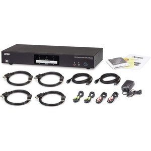ATEN 2-Port USB 3.0 4K DisplayPort Dual Display KVMP Switch-TAA Compliant - 2 Computer(s) - 1 Local User(s) - 4096 x 2160 - 1 x Network (RJ-45) - 6 x USB - Rack-mountable - 6 x DisplayPort